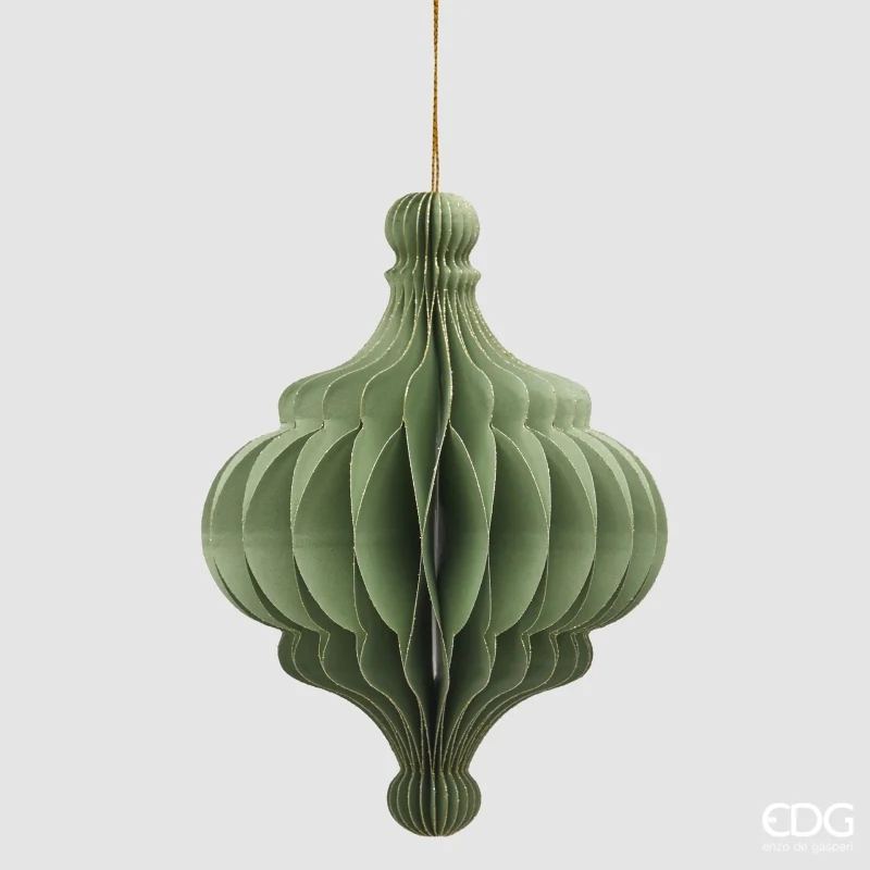 PALLINA DI NATALE ORIGAMI TROTTOLA, H15XØ10,5CM, VERDE