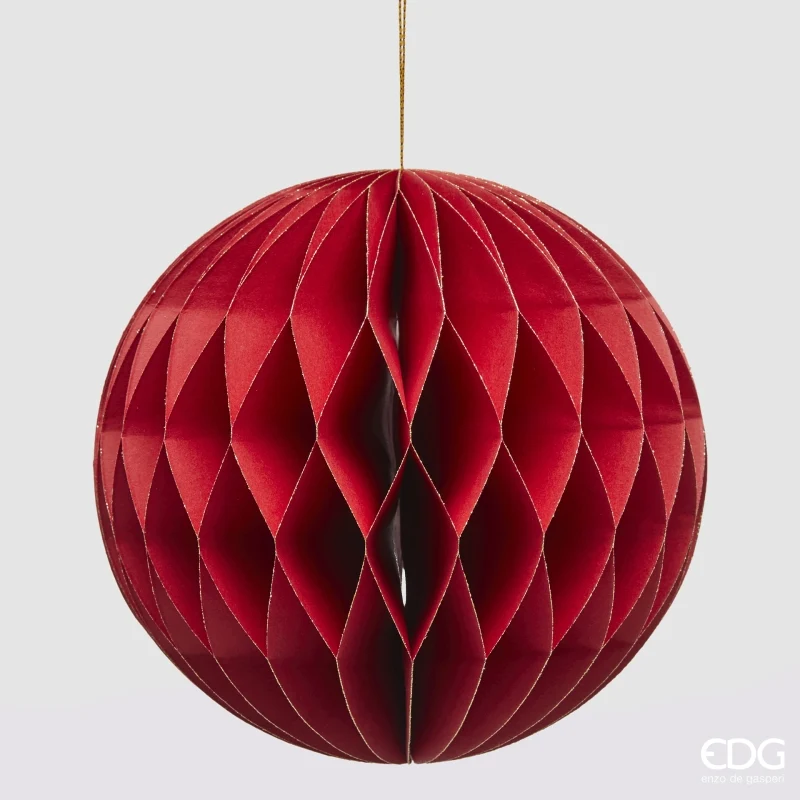 PALLINA DI NATALE ORIGAMI, Ø20CM, ROSSO