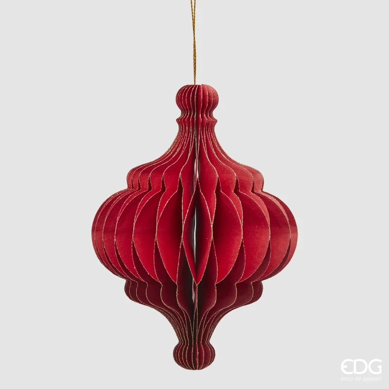 PALLINA DI NATALE ORIGAMI TROTTOLA, H15XØ10,5CM, ROSSO