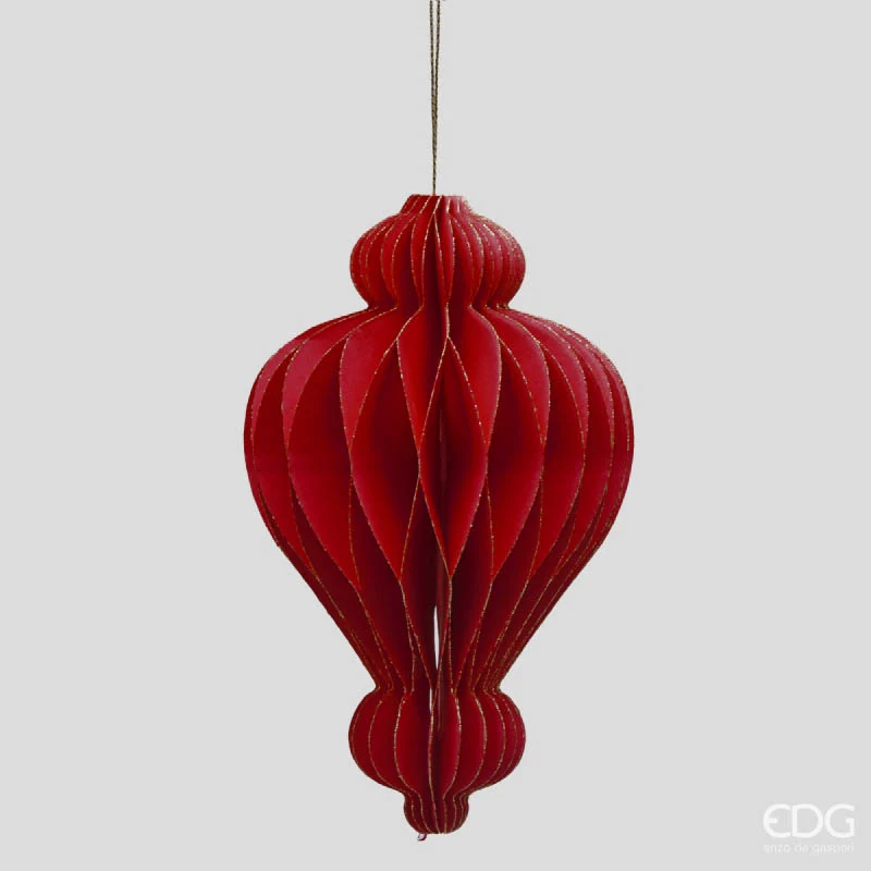 PALLINA DI NATALE ORIGAMI MONGOLFIERA, H15XØ9,5CM, ROSSO