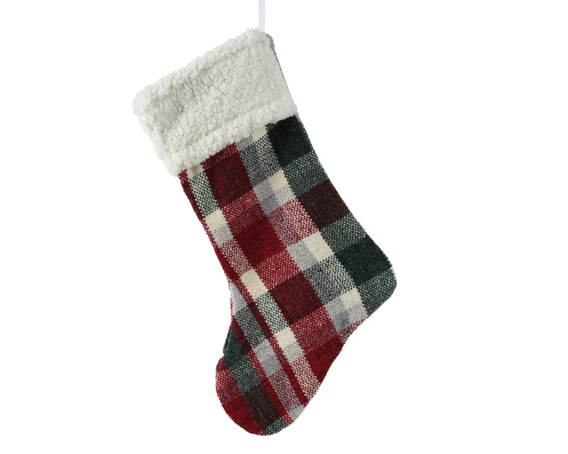 CALZA DI NATALE IN POLIESTERE, 40X17X0.50 CM, VERDE/ROSSA