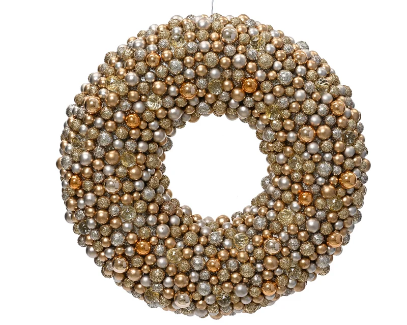 GHIRLANDA NATALIZIA CON SFERE, Ø50 CM, COLORE ORO