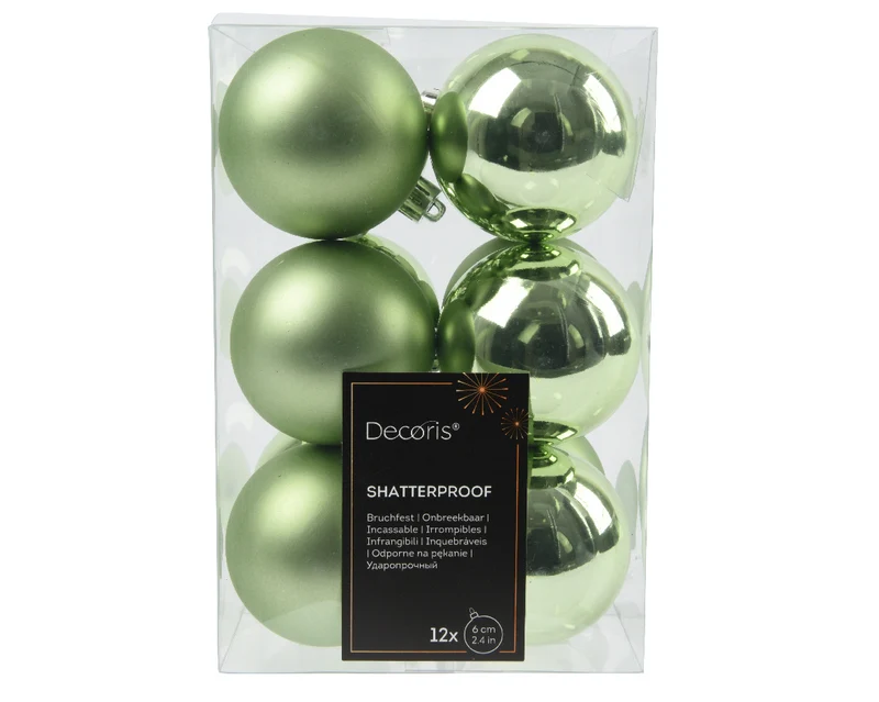 CONFEZIONE DA 12 PALLINE DI NATALE, Ø6 CM, COLORE VERDE