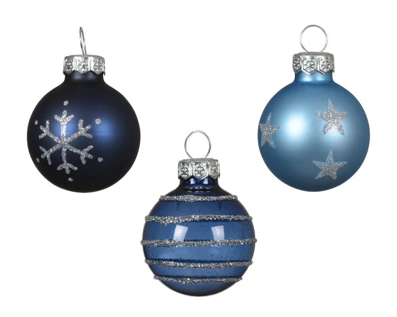 CONFEZIONE DA 9 PALLINE DI NATALE IN VETRO, Ø3 CM, COLORE BLU