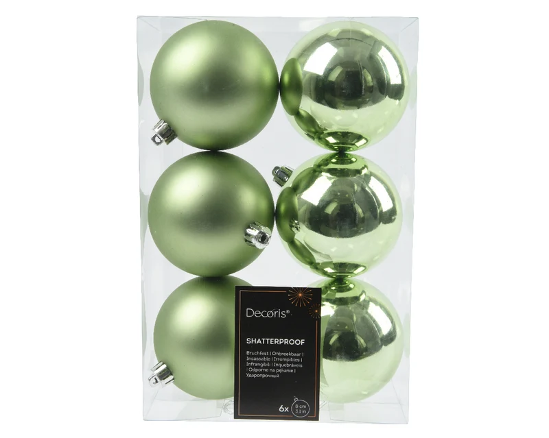 CONFEZIONE DA 6 PALLINE DI NATALE, Ø8 CM, COLORE VERDE