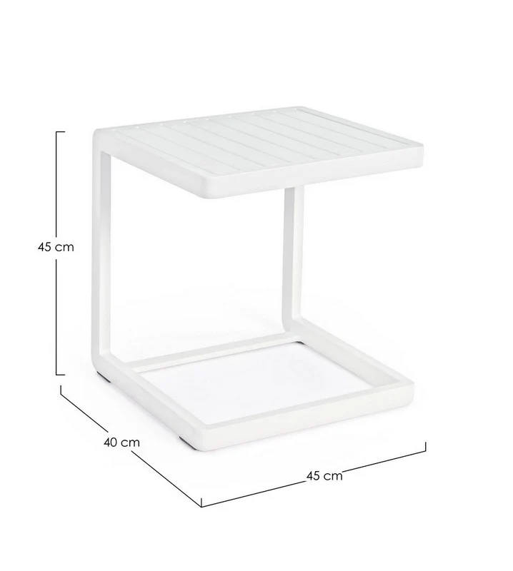 TAVOLINO IN ALLUMINIO BIANCO KONNOR 40X40CM