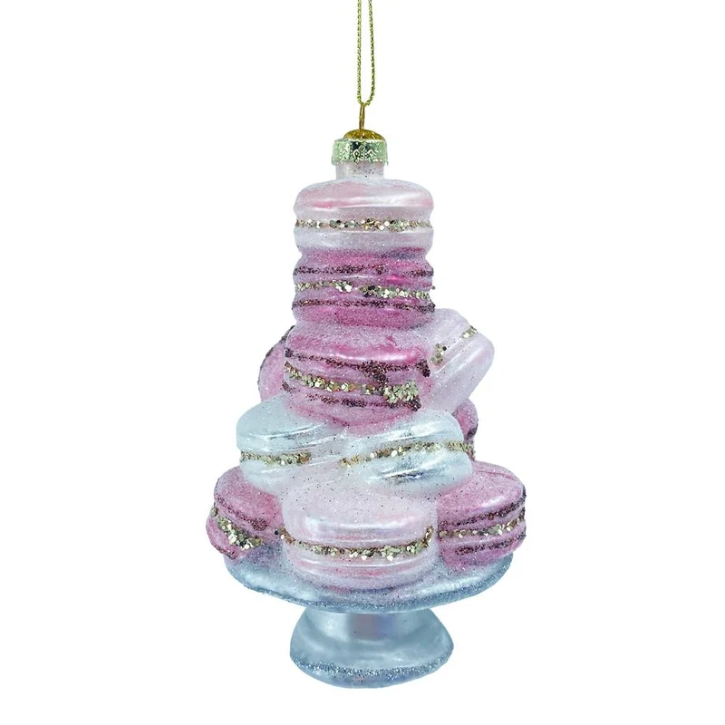 PENDENTE NATALIZIO A FORMA DI MACARONS ROSA 14CM