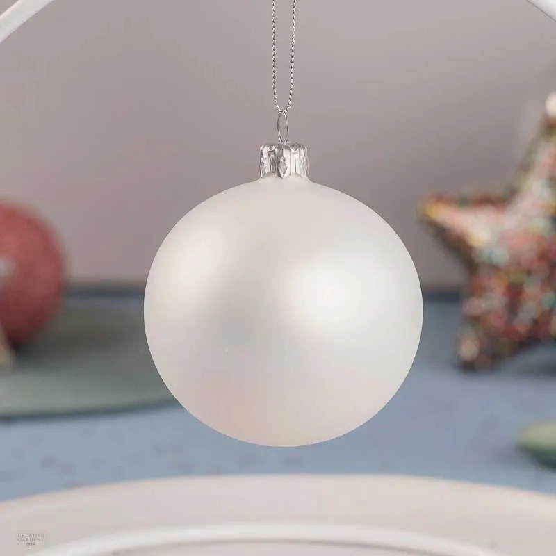 PALLINA DI NATALE BIANCO INVERNO 8CM