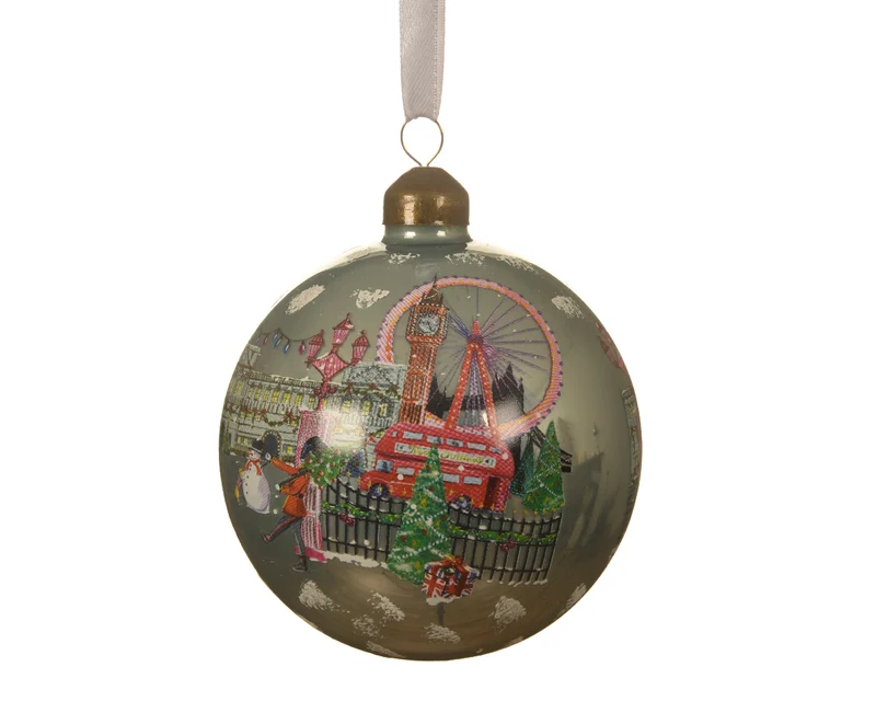 PALLINA DI NATALE CON DECORAZIONE LONDRA 10 CM