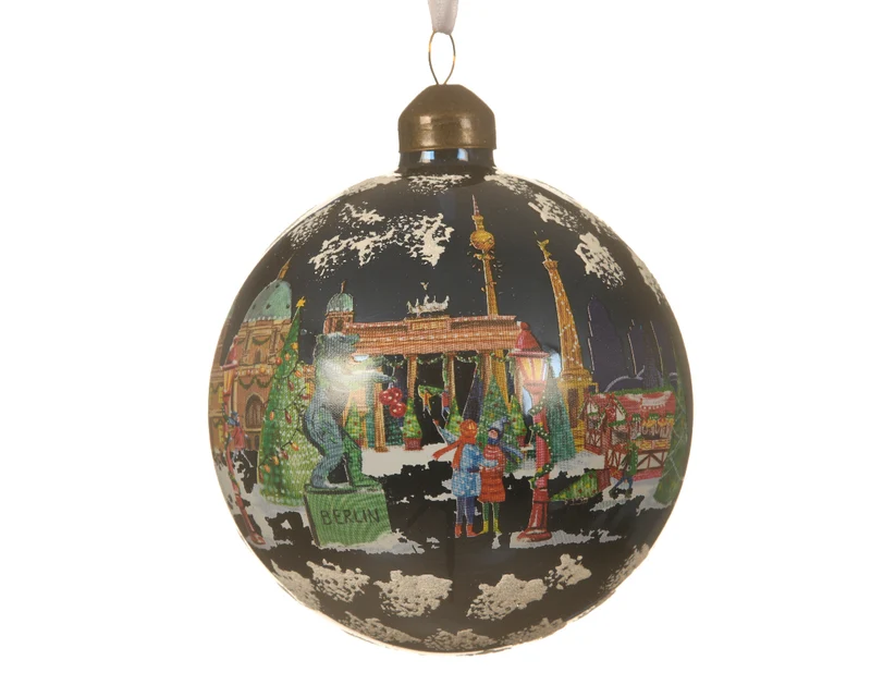 PALLINA DI NATALE CON DECORAZIONE BERLINO 10 CM