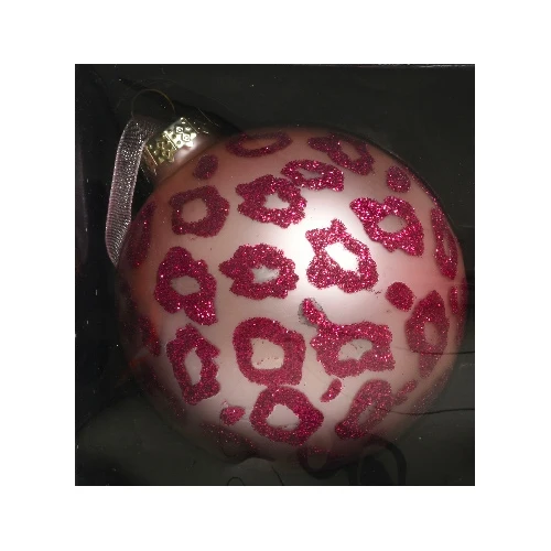 PALLINA DI NATALE IN VETRO ROSA MACULATA 8CM