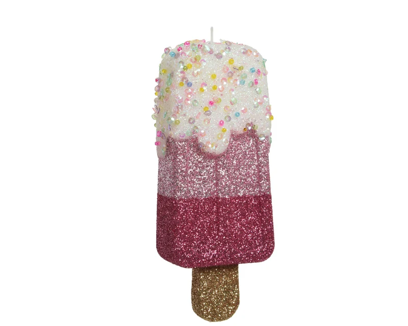 DECORAZIONE APPENDIBILE GELATO CON GLITTER E PAILLETTES NATALIZIO