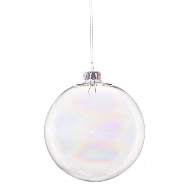 PALLINA DI NATALE TRASPARENTE EFFETTO BOLLA DI SAPONE 8CM