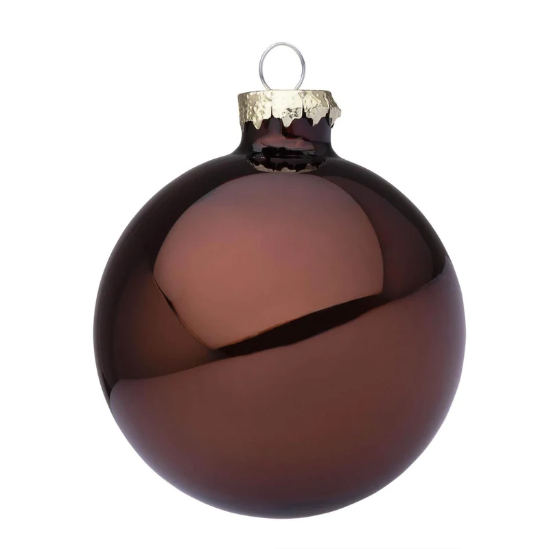 PALLINA DI NATALE IN VETRO D.10CM MARRONE LUCIDO