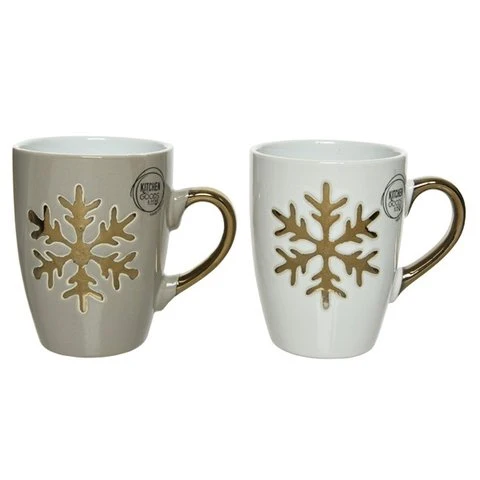 TAZZA MUG NATALIZIA CON FIOCCO DI NEVE ORO MODELLO ASSORTITO
