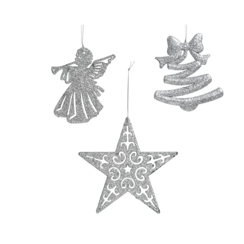 DECORAZIONE NATALIZIA APPENDIBILE ARGENTO CON GLITTER MODELLO ASSORTITO