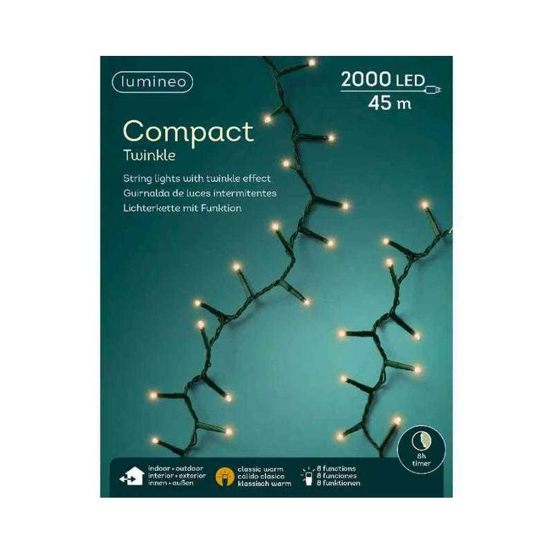 LUCI DI NATALE 2000 LED TWINKLE BIANCO CALDO EXTRA 45MT