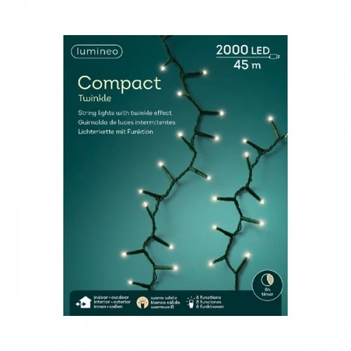 LUCI DI NATALE 2000 LED TWINKLE BIANCO CALDO 45MT