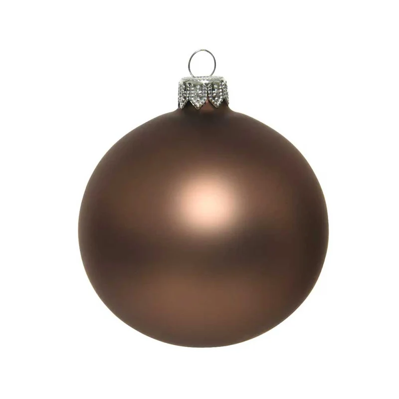 PALLINA DI NATALE IN VETRO MARRONE OPACO 8CM