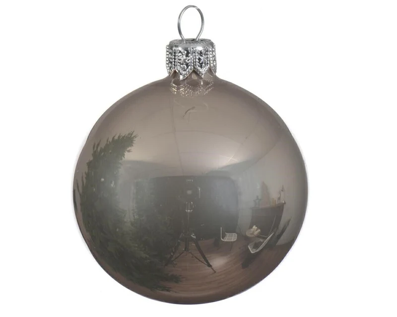 PALLINA DI NATALE IN VETRO LINO NATURALE 15CM