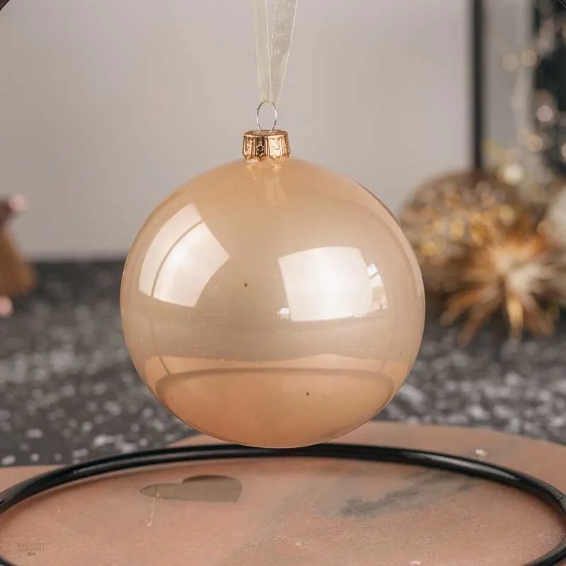 PALLINA DI NATALE IN VETRO PERLA LUCIDO 8CM