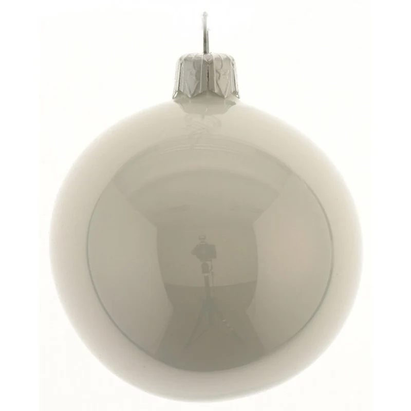 PALLINA DI NATALE IN VETRO BIANCO INVERNO LUCIDO 10CM