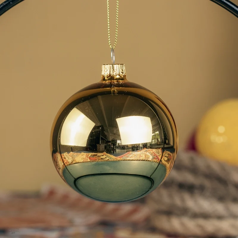 1 PALLINA DI VETRO LUCIDO DA 8 CM - ORO CHIARO