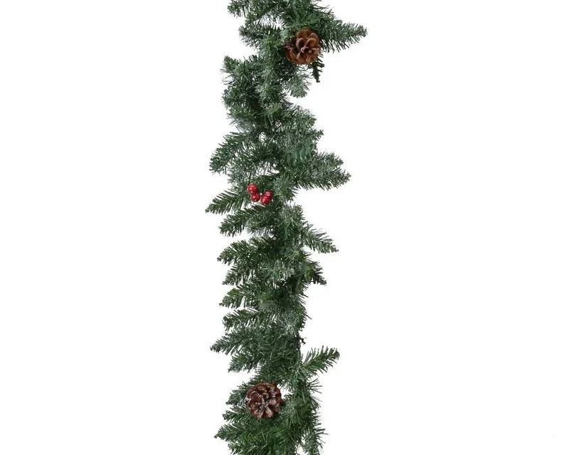 GHIRLANDA SHERWOOD CON BACCHE ROSSE E PIGNE 270CM