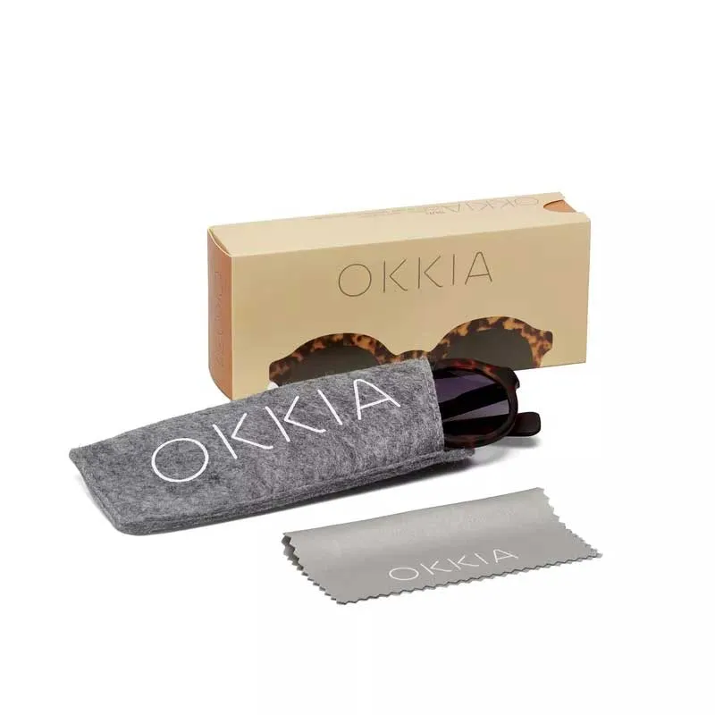 OCCHIALE DA SOLE MODELLO LAURO ROUND COLORE CLASSIC HAVANA LENTI NERO GRADIENTE OKKIA