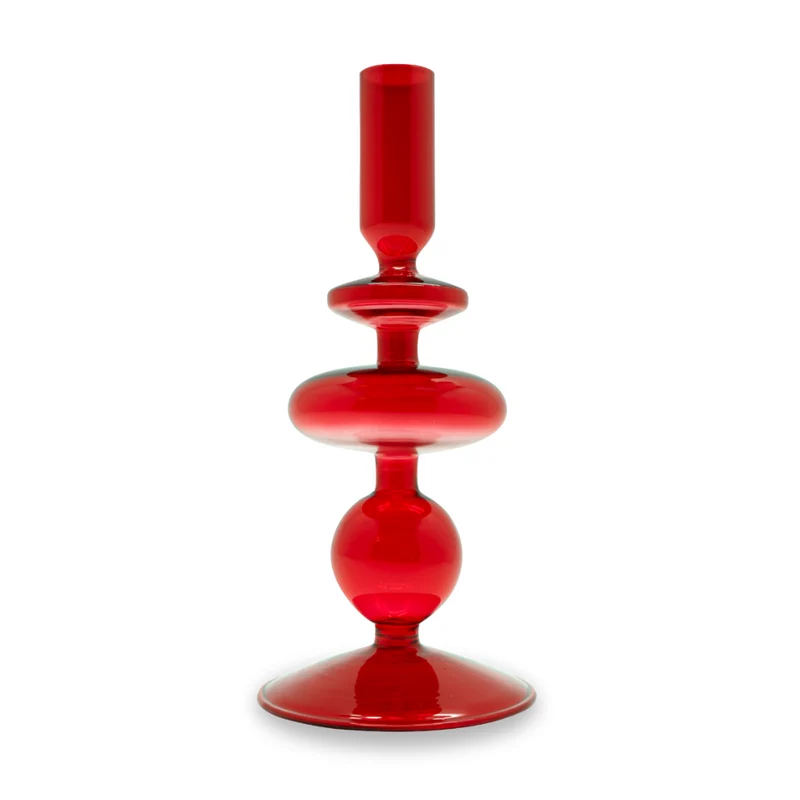 PORTACANDELE IN VETRO BOROSILICATO 20 CM ROSSO