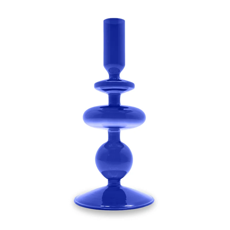 PORTACANDELE IN VETRO BOROSILICATO 20 CM BLU