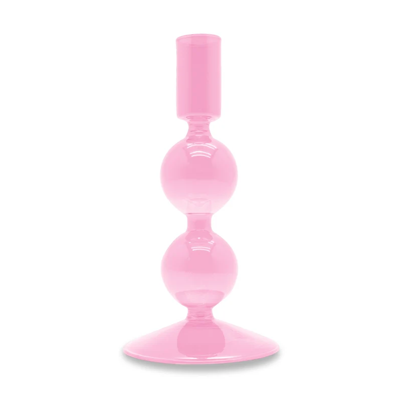 PORTACANDELE IN VETRO BOROSILICATO 16 CM ROSA