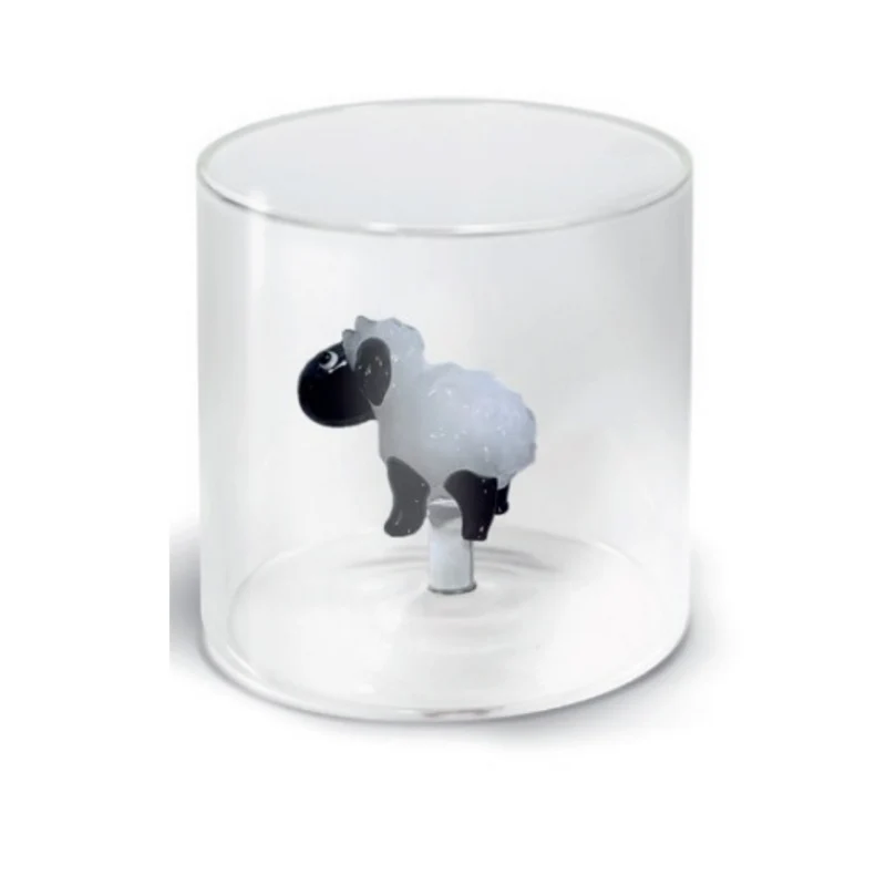 BICCHIERE DA ACQUA 250 ML PECORA BIANCA IN VETRO BOROSILICATO