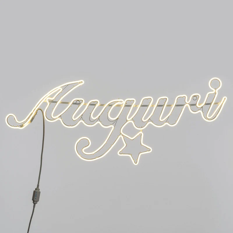 SCRITTA AUGURI NEON BIFACCIALE 840 LED BIANCO CALDO 115CM