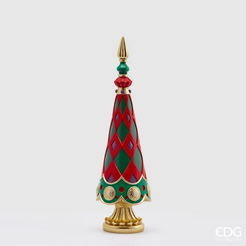 ALBERELLO CON ROMBI VERDE/ROSSO 14XH47CM