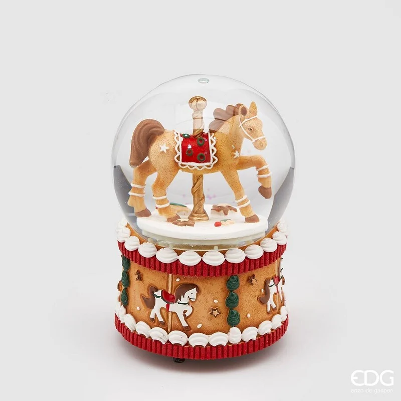 SFERA AD ACQUA CAVALLO CON CARILLON 10XH15CM