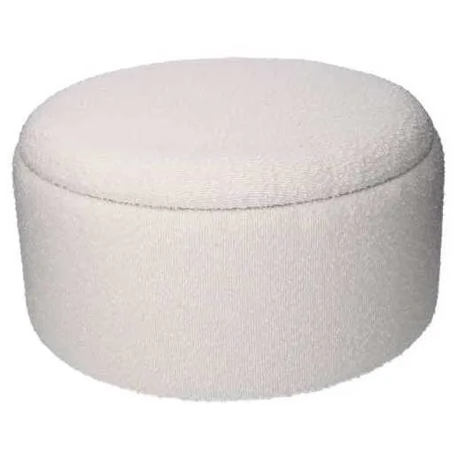 PUFF CONTENITORE IN TESSUTO BOUCLE' CREMA TONDO D.60H33CM