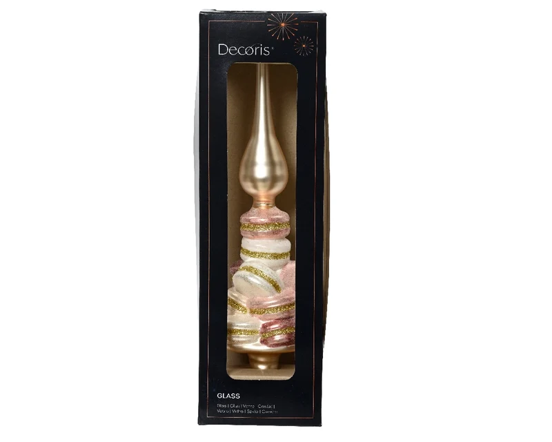 PUNTALE NATALIZIO 30CM CON MACARONS ROSA