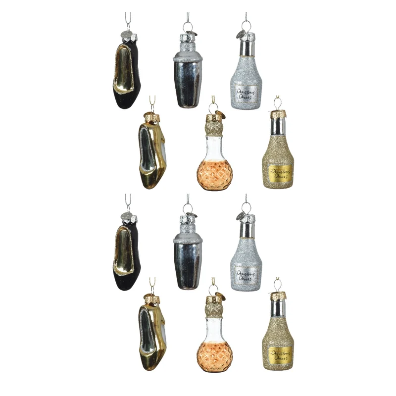 OFFERTA 12 DECORAZIONI BOTTIGLIA APPENDIBILE H.7.7CM MODELLO ASSORTITO