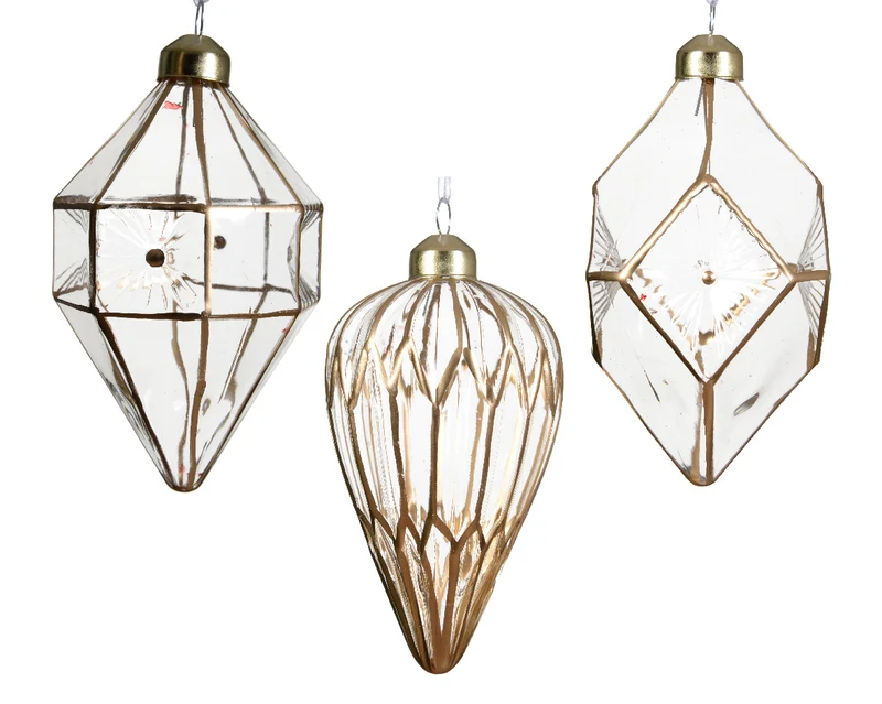 OFFERTA 3 DECORAZIONI APPENDIBILI A TEMA NATALE TRASPARENTE MODELLO ASSORTITO
