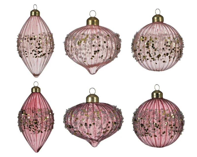 OFFERTA 3 DECORAZIONI APPENDIBILI A TEMA NATALE D8CM ROSA MODELLO ASSORTITO