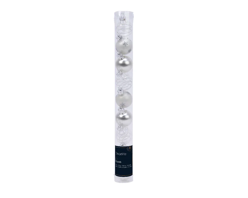 9 PALLINE DI NATALE D.3CM BIANCO/ARGENTO