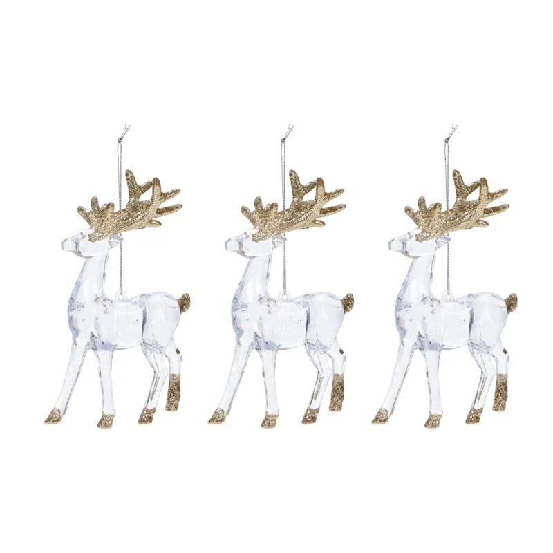 OFFERTA 3 PENDENTI A FORMA DI RENNA 10CM CHAMPAGNE APPENDIBILI MODELLO ASSORTITO