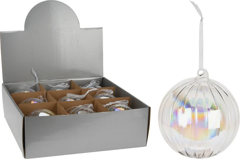 OFFERTA 6 PALLINE DI NATALE IN VETRO IRIDESCENTE 10CM