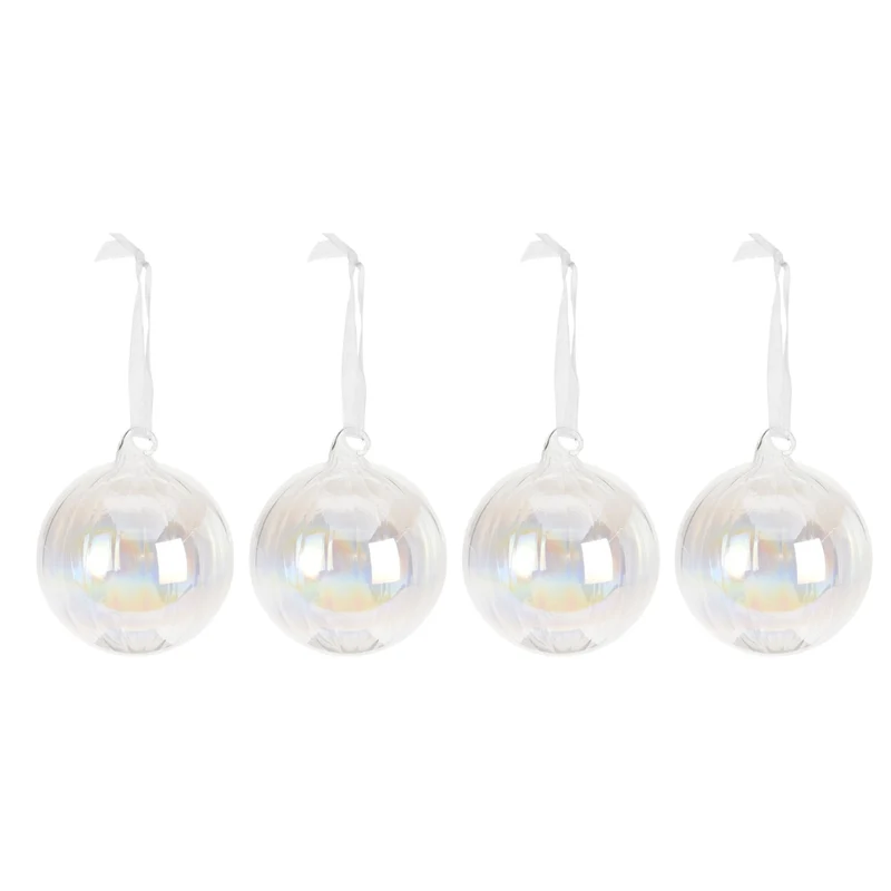 OFFERTA 4 PALLINE DI NATALE IN VETRO IRIDESCENTE 8CM