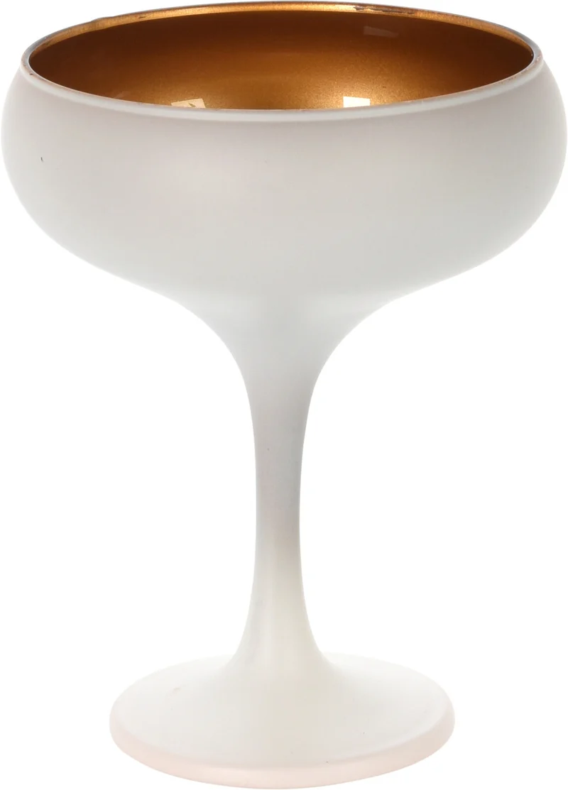 BICCHIERE A COPPA IN VETRO BIANCO E ORO 250ML