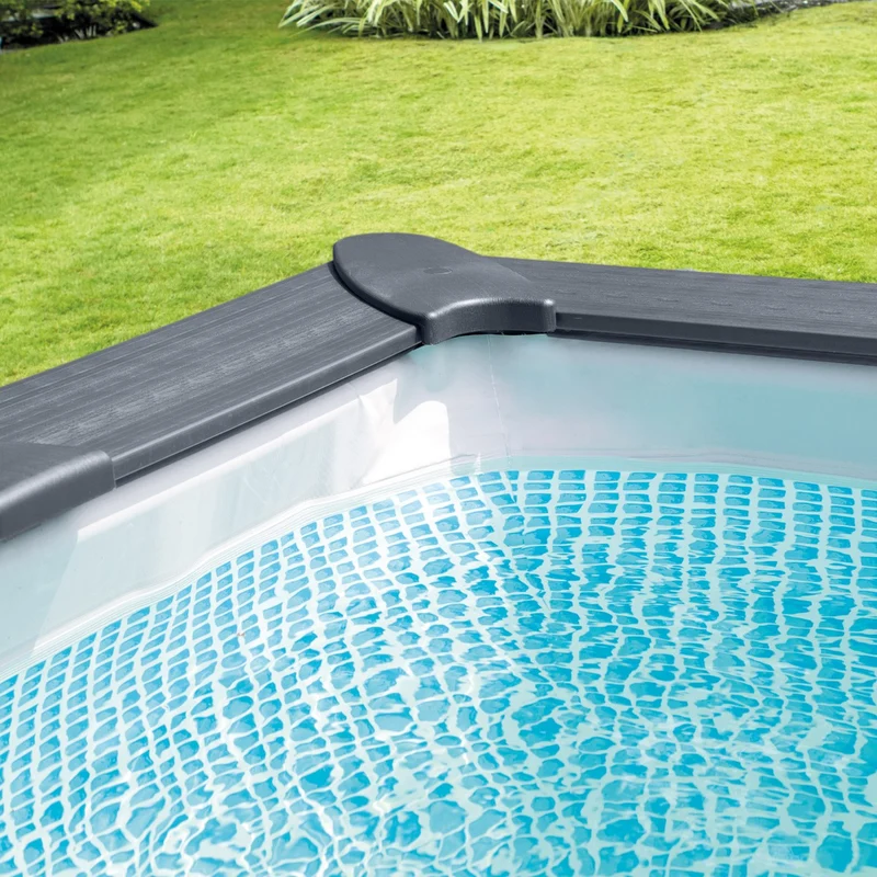 PISCINA RETTANGOLARE GRAPHITE GREY PANEL 400X300X124CM + POMPA + SCALETTA + TELI