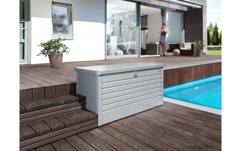 BAULE DA ESTERNO 130CM GRIGIO QUARZO METALLIZZATO