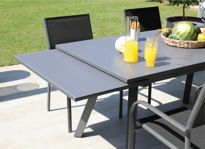 OFFERTA TAVOLO AGRA ALLUNGABILE 150/200/250X90 GRAFITE +4 POLTRONA DUCA GRAFITE/PERLA