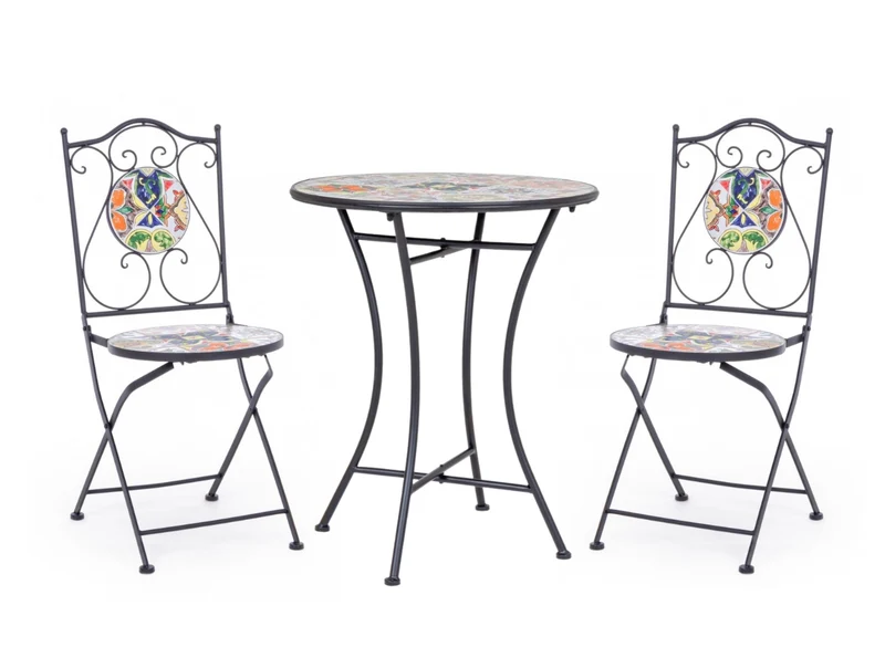 SET TAVOLO DA GIARDINO PALOMA D.60CM + 2 SEDIE PIEGHEVOLI PALOMA